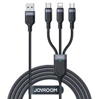 Cablu incarcare Joyroom S-A18 3in1, USB-A - Lightning / microUSB / USB-C, 20W, 1.2m (Negru)