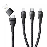 Cablu incarcare Baseus Flash Series III 3in1, USB-A / USB-C - Lightning / 2 x USB-C, 100W, 1.5m (Negru)