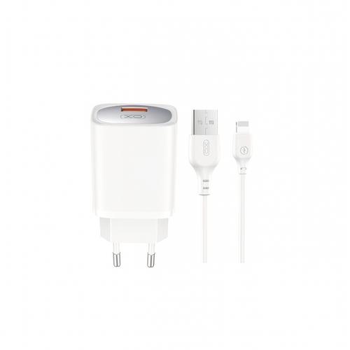 Incarcator Retea Cu Cablu Lightning XO Design CE19, 18W, 3A, 1 x USB-A (Alb)