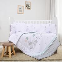 Set lenjerie 7 piese Lorelli Lily Giraffe, bumbac ranforce, pentru paturi 60 x120 cm