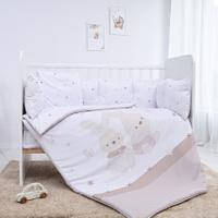 Set lenjerie 7 piese Lorelli Lily Honey Bunny Beige, bumbac ranforce, pentru paturi 60 x 120 cm, Bej