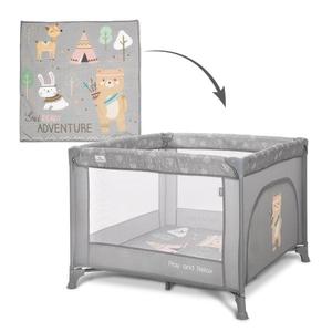 Tarc de joaca Lorelli Play N Relax, 100x100x75 cm, deschidere laterala cu fermoar, geanta de transport, Gri
