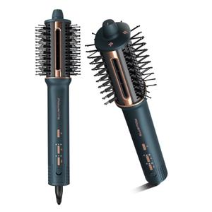 Perie cu aer cald 3 in 1 Rowenta Air Brush 3D UB9720E0, 1100W, non-rotativa, 3 trepte de viteza - temperatura, generator de ioni, functie jet de aer rece, varf rece (Verde/Bronz)