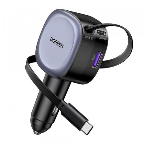 Incarcator auto UGREEN EC601, 75W, 1 x USB-A, 1 x USB-C (Gri)