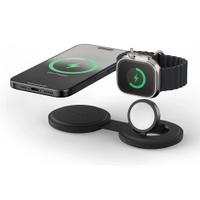Incarcator Wireless Satechi ST-QTG21K 2 in 1 pliabil Qi2, pentru dispozitivele Apple, Magsafe, Statie de incarcare pentru Iphone, AppleWatch, AirPods, Samsung, OnePlus (Negru)