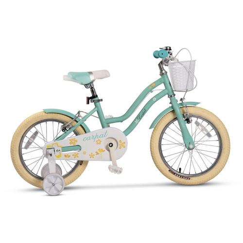 Bicicleta copii 4-6 ani Velors Carpat C16178A, roti 16inch, sistem de franare mecanic tip V-brake, Turcoaz