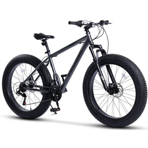 Bicicleta MTB-HT Fat Bike Velors Hercules V2619D, roti 26inch, 21 Viteze, Echipare Shimano, Frane Disc, Cauciucuri Late 26x4.0, Gri/Negru,