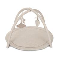 Saltea de activitati pentru bebelusi Lorelli Moments, jucarii textile cu sunet si zornaitoare, 83x83 cm, 0 luni+, Bej