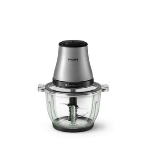 Tocator Philips HR1503/00, seria 3000, 500 W, tehnologie PowerChop, 4 lame, capacitate bol 2l, 2 viteze, material exterior metal, material bol sticla (Argintiu)