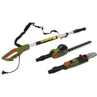Unealta electrica multifunctionala 2 in 1 pentru gradina Heinner VMT001,drujba/motofierastrau 750 W,trimmer gard viu 550 W,maner telescopic 128 - 197 cm
