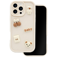 Husa pentru Samsung Galaxy S25 S931, OEM, Ultra Trendy 3D Bear, Bej