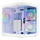 Carcasa SPACER AQUARIUM, Mini Tower, mATX, fara sursa, sticla securizata, 3 x ARGB fan, HUB, telecomanda, USB 3.0 x 1, USB Type-C x 1, HD-Audio, Jack 3.5mm x 1, PSU shroud, Alb