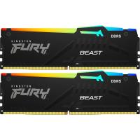 Kit Memorii Kingston FURY Beast RGB XMP/EXPO, 64GB (2 x 32 GB), DDR5-5600 MHz, CL40, Dual Channel