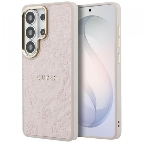 Husa MagSafe pentru Samsung Galaxy S26 Ultra S948, Guess, Saffiano Peony Embossed Ring, Roz