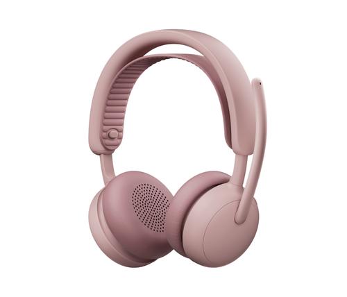 Casti Call Center Logitech Zone Wireless 2 ES, Bluetooth, Autonomie 20 ore, Microfon cu anulare zgomot AI (Roz)