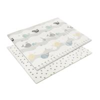 Covoras de joaca termic pentru copii Lorelli Waves & Stars, din spuma XPE, design cu doua fete, pliabil, 180 x 200 cm