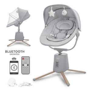 Leagan electric pentru bebelusi Lorelli Storky, Bluetooth, telecomanda, 5 viteze de leganare, potrivit 0-6 luni, Gri