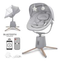 Leagan electric pentru bebelusi Lorelli Storky, Bluetooth, telecomanda, 5 viteze de leganare, potrivit 0-6 luni, Gri