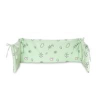 Protectie laterala pat Lorelli Lamb Green, 140x27 cm, bumbac ranforce