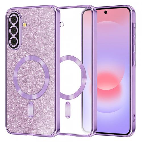 Husa MagSafe pentru Samsung Galaxy A37 5G, Techsuit, Luxury Glitter, Mov Deschis