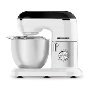 Mixer planetar HEINNER HPM-1010WHBK, 1000 W, 10 Viteze + Pulse, Capac protectie transparent (Alb)