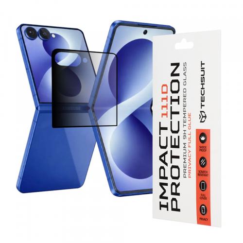 Folie de protectie Ecran Exterior Privacy Techsuit pentru Samsung Galaxy Z Flip8 F776, Sticla Securizata, Full Glue, 111D