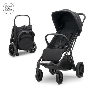 Carucior pentru copii Lorelli Nuvella, pliere cu o mana, spatar reglabil multipozitie, copertina extensibila, 0-48 luni, pana la 22 kg, Negru