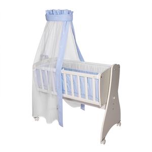Set lenjerie pat 7 piese Lorelli Bear Blue, bumbac ranforce, pentru pat balansoar First Dreams