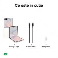 Telefon Mobil Samsung Galaxy Z Flip8, Procesor Exynos 2600, Ecran Foldable Dynamic LTPO AMOLED 2X, 12GB RAM, 512GB Flash, Camera Duala 50 + 12 MP, 5G, Dual Sim, Android (Alb)