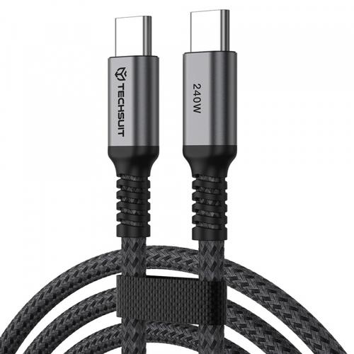Cablu Date si Incarcare USB-C - USB-C Techsuit TitanSync Pro CX2, 240W, 1m, Gri