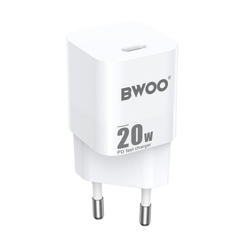 Incarcator Retea BWOO CDA155, 20W, 3A, 1 x USB-C (Alb)