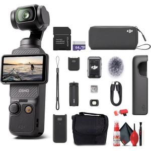 Camera video de actiune DJI Osmo Pocket 3 Creator Combo, 4K 60fps, Ecran LCD 2", Stabilizare integrata pe 3 axe, 3 Microfoane incorporate, Android/iOS (Negru)