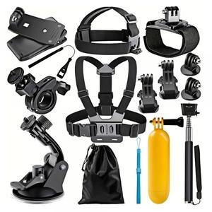 Kit Accesorii Camera Sport Techsuit SA15 pentru GoPro / SJCAM Series, 15in1 (Negru)