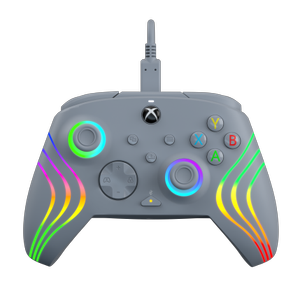 Controller cu fir PDP Afterglow Wave, USB-C, Compatibil cu PC/Xbox One/Xbox Series X|S, Oficial licentiat XBOX (Gri)