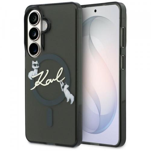 Husa MagSafe pentru Samsung Galaxy S26 Plus S947, Karl Lagerfeld IML Choupette Karl Script Logo, Neagra