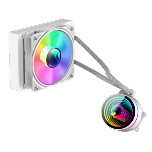 Cooler CPU AIO Gamemax ICEBURG 120 WH, Racire cu lichid, 180 W TDP, AURA SYNC, ARGB, AMD/Intel (Alb)