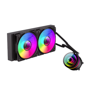 Cooler CPU AIO Gamemax ICEBURG 240 INFINITY, Racire cu lichid, 240mm, 800-2000 RPM, 62.82 CFM, ARGB (Negru)