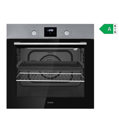 Cuptor incorporabil VIVAX BO-808BFD X, Electric, Clasa A, 80 l, 7 programe + Lumina, Grill, Convectie, Dezghetare, 2500W, Afisaj LCD digital, Timer, Child Lock, Butoane PiPo, Iluminare, Usa dubla din sticla (Inox)