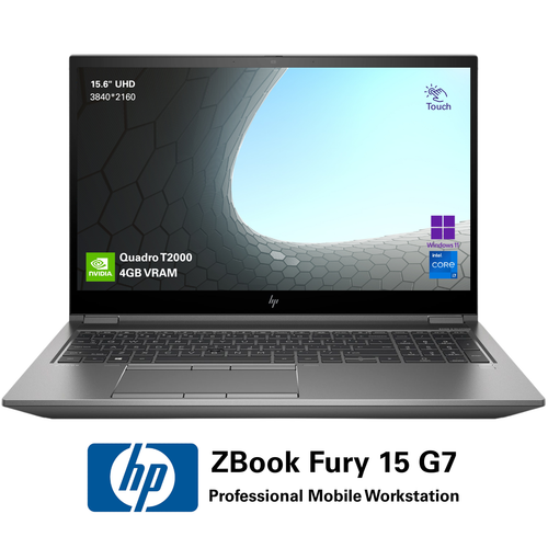 Laptop Refurbished HP ZBook Fury 15 G7 Professional Workstation, Intel Core i7-10750H 2.60 - 5.00GHz, 16GB DDR4, 512GB SSD, NVIDIA Quadro T2000 4GB, 15.6" 4K UHD Touchscreen, Win11 Pro