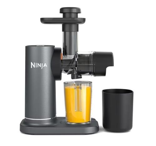 Storcator lent Ninja Cold Press Juicer JC151EU, pentru fructe si legume, cu pahar 700 ml si recipient pulpa 1.1 L, sucuri proaspete si wellness shots, termen livrare 7-8 zile (Gri)