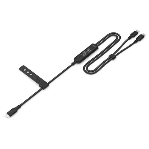 Cablu de date USB-C 2 in 1 Digitus AK-300170-018-S, 140 W, 1.8 m, Negru