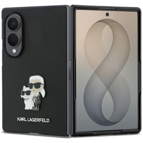 Husa pentru Samsung Galaxy Z Fold8 F971, Karl Lagerfeld, Saffiano Karl & Choupette Metal Pin, Neagra