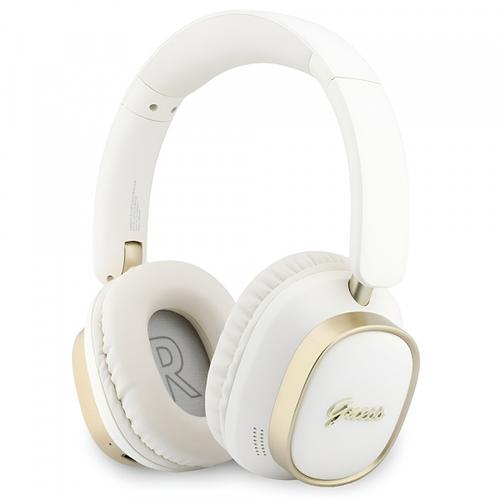 Casti Stereo Wireless Guess Rectangle Metal Script, Bluetooth, A2DP, Alb