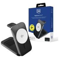 Statie de incarcare 3 in 1 3mk MagRocket, Wireless Charging, 15W, USB-C, Negru