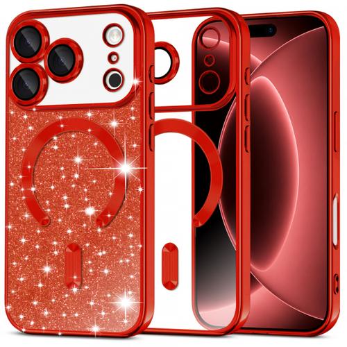 Husa MagSafe pentru Apple iPhone 18 Pro Max / 17 Pro Max, Techsuit, Luxury Glitter, Rosie