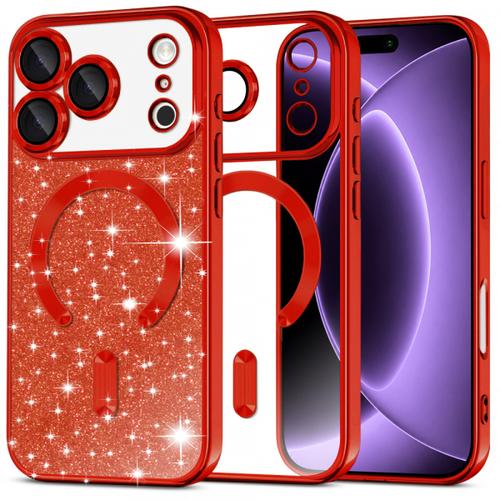 Husa MagSafe pentru Apple iPhone 18 Pro / 17 Pro, Techsuit, Luxury Glitter, Rosie