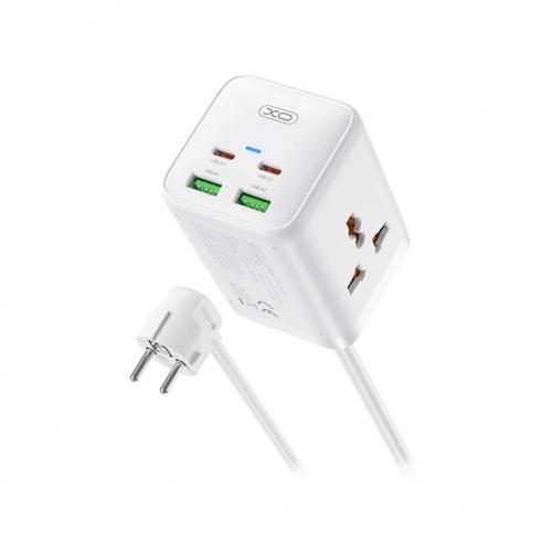 Prelungitor XO Design WL24, 2 x Priza - 2 x USB-A - 2 x USB-C (Alb)