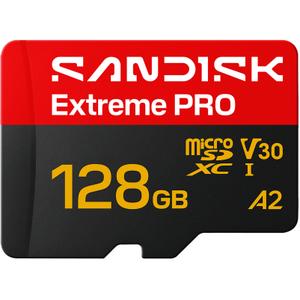 Card Memorie microSDXC SanDisk Extreme Pro A2, 128Gb, Clasa 10 / UHS-1 U3, Cu Adaptor SDSQXCJ-128G-GS6MA
