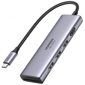 Hub USB-C UGREEN CM511 (60383), 3 x USB-A 3.2 - 1 x HDMI - 1 x SD - 1 x microSD (Gri)