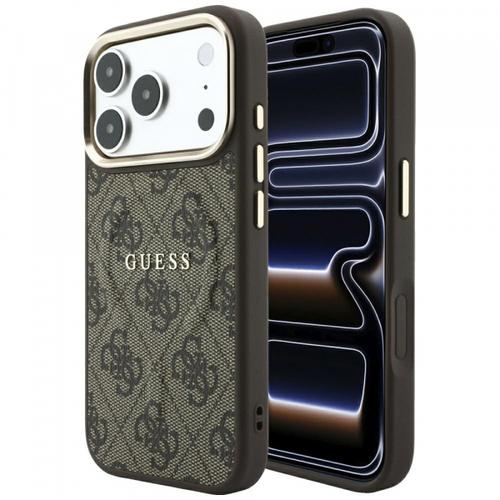 Husa MagSafe pentru Apple iPhone 18 Pro Max / 17 Pro Max, Guess, 4G Embossed Classic, Maro
